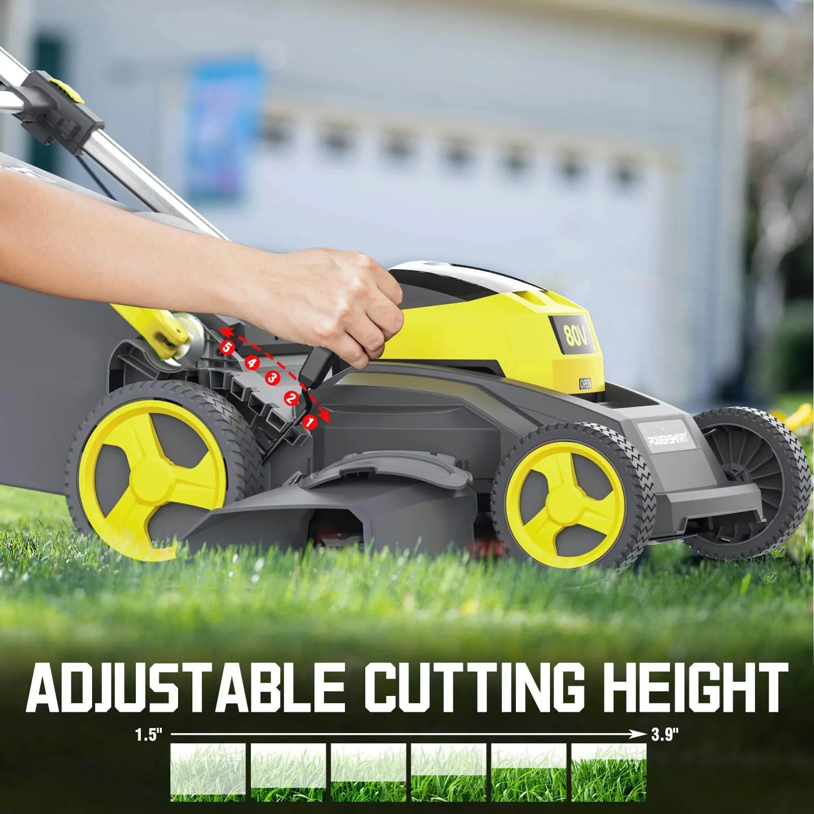 80V 26" Brushless Cordless Self-Propelled Lawn Mower Yellow w/ Battery & Charger PS76826