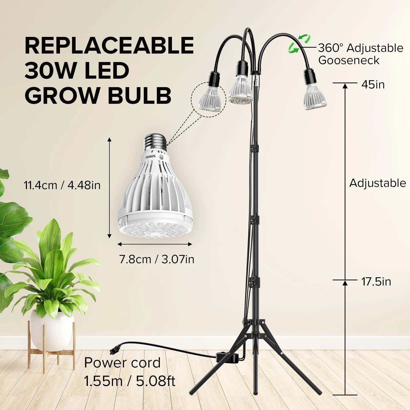 90W/120W Grow Light with Adjustable Tripod Stand (US ONLY)
