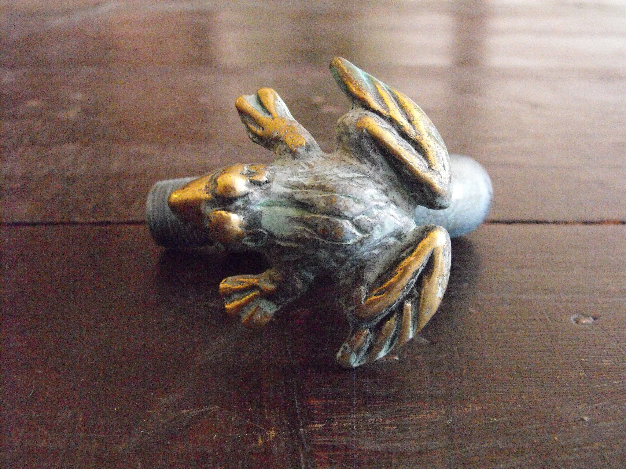 A Brass Garden Tap, The Handle Modelled As A Frog