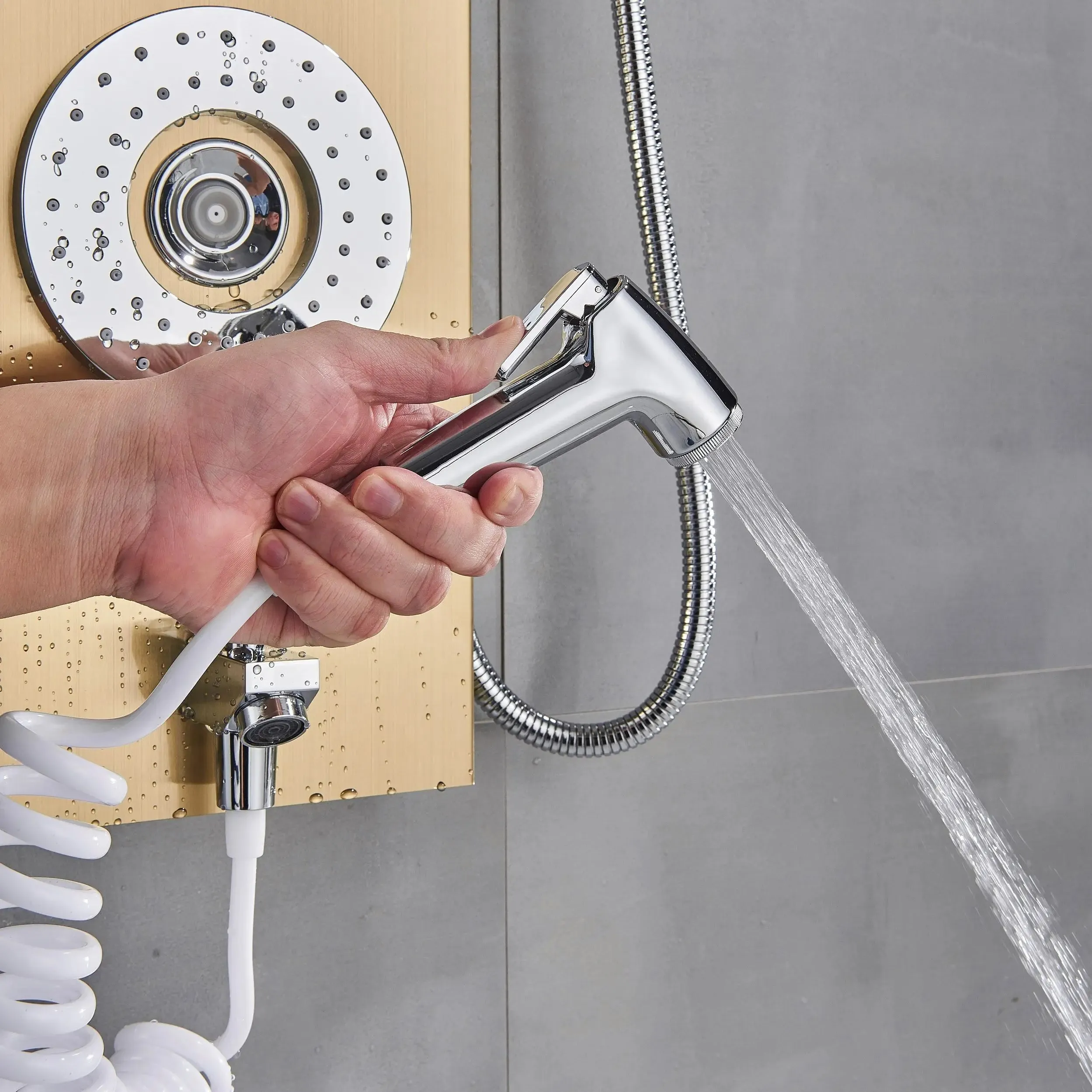 Bathroom Shower Panel LED Waterfall Shower Water Top Spray Temperature