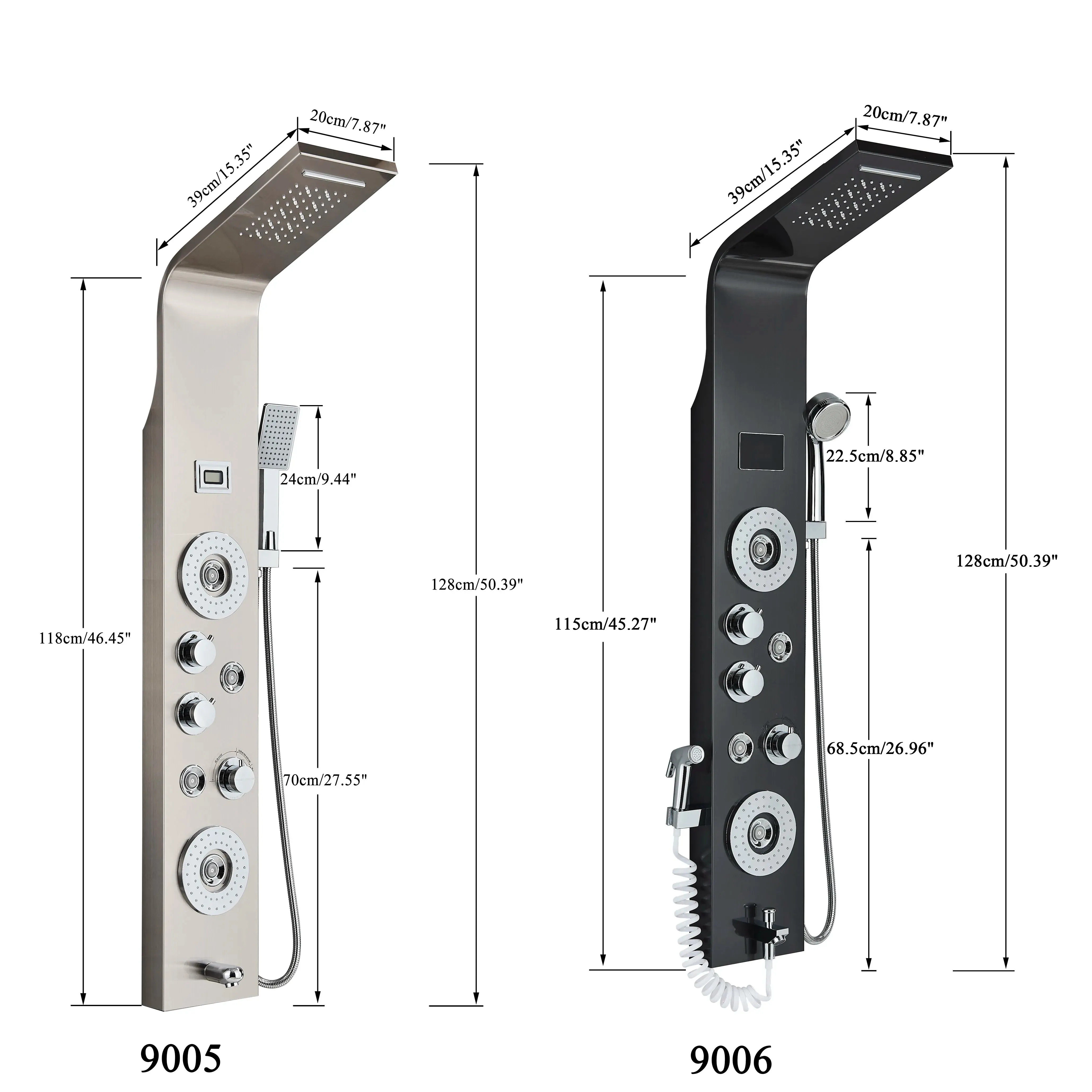 Bathroom Shower Panel LED Waterfall Shower Water Top Spray Temperature