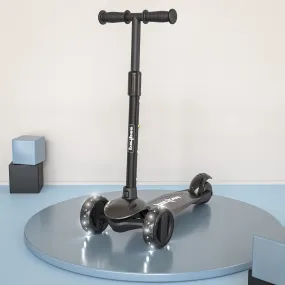Baybee Alpha Kick Scooter for Kids, Smart 3 Wheel Kids Scooter with 4 Height Adjustable Handle, Runner Scooter with Led PU Wheels & Brake, Skate Scooter for Kids 3 to 10 Years Boys Girls (Black)