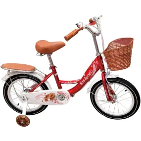 Bike For Kids With Basket And With LED Lights Training Wheels Leather Seats 16 Inch