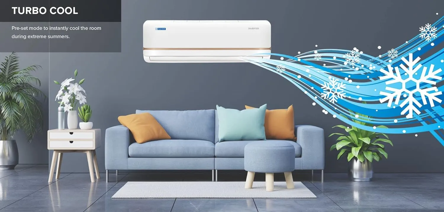 Blue Star 1.0 Ton 3 Star Convertible 5 in 1 Cooling Inverter Split AC (Copper, Multi Sensors, Dust Filter, Smart Ready, Blue Fins, Self Diagnosis, 2023Model, IA312TNU, White)