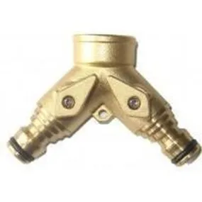 Brass Dual Tap Outlet With Shut-Off Valves