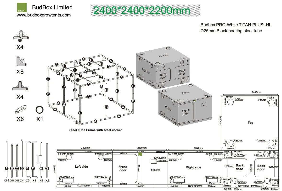 Bud Box Pro Tent Silver HL  - 240 x 240 x 220cm