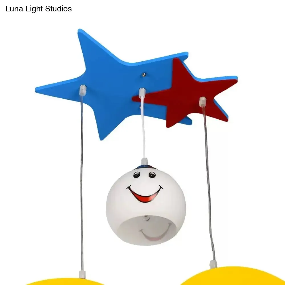 Charming Moon Hanging Light with Couple Wood: Yellow Pendant Light for Nursing Room