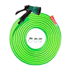 Cinagro 10 Meter Heavy Duty PVC Garden Hose Pipe with 8 Mode Spray Gun, Tap Adapter & 3 Clamps, Lightweight, Durable & Flexible, Water Pipe for Garden, Garden Pipe (32.8 feet, 1/2 inch, Light Green)