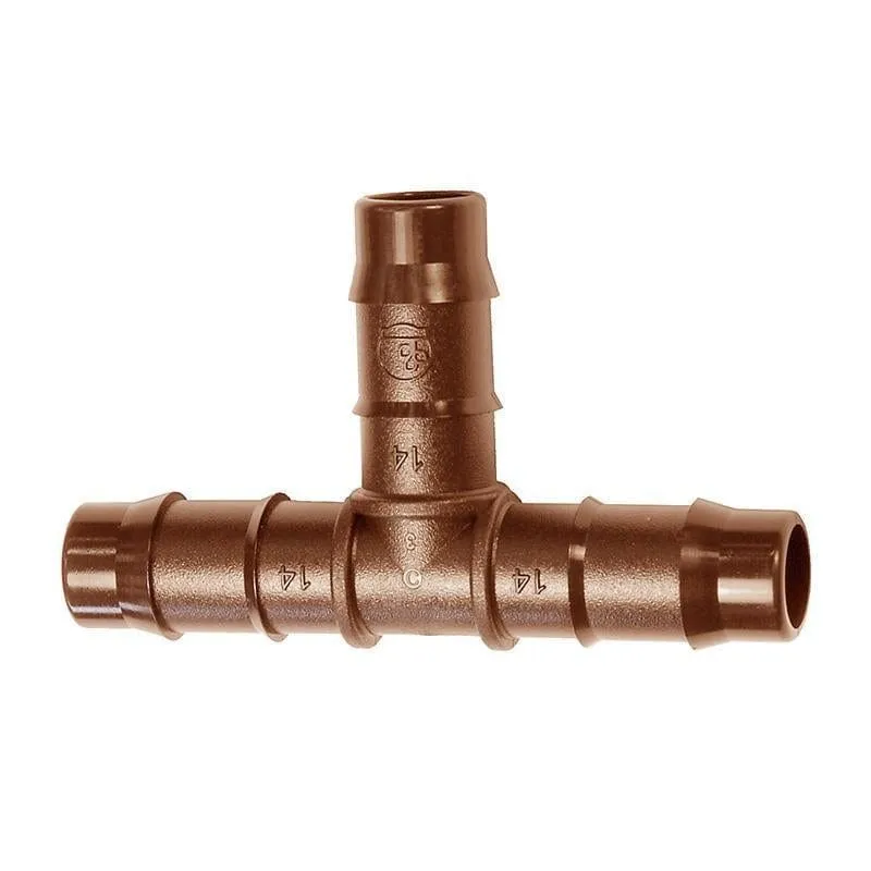 DB Tee 14mm (Brown) Suits Drip Line - 2 Pack