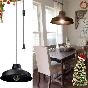 DLLT Plug in Metal Pendant Light, 14.63ft Pendant Lamp Cord with Switch Cord, Industrial DIY Hanging Light Fixture for Dining Room, Restaurant, Bedroom, Houseplant Grow Lights
