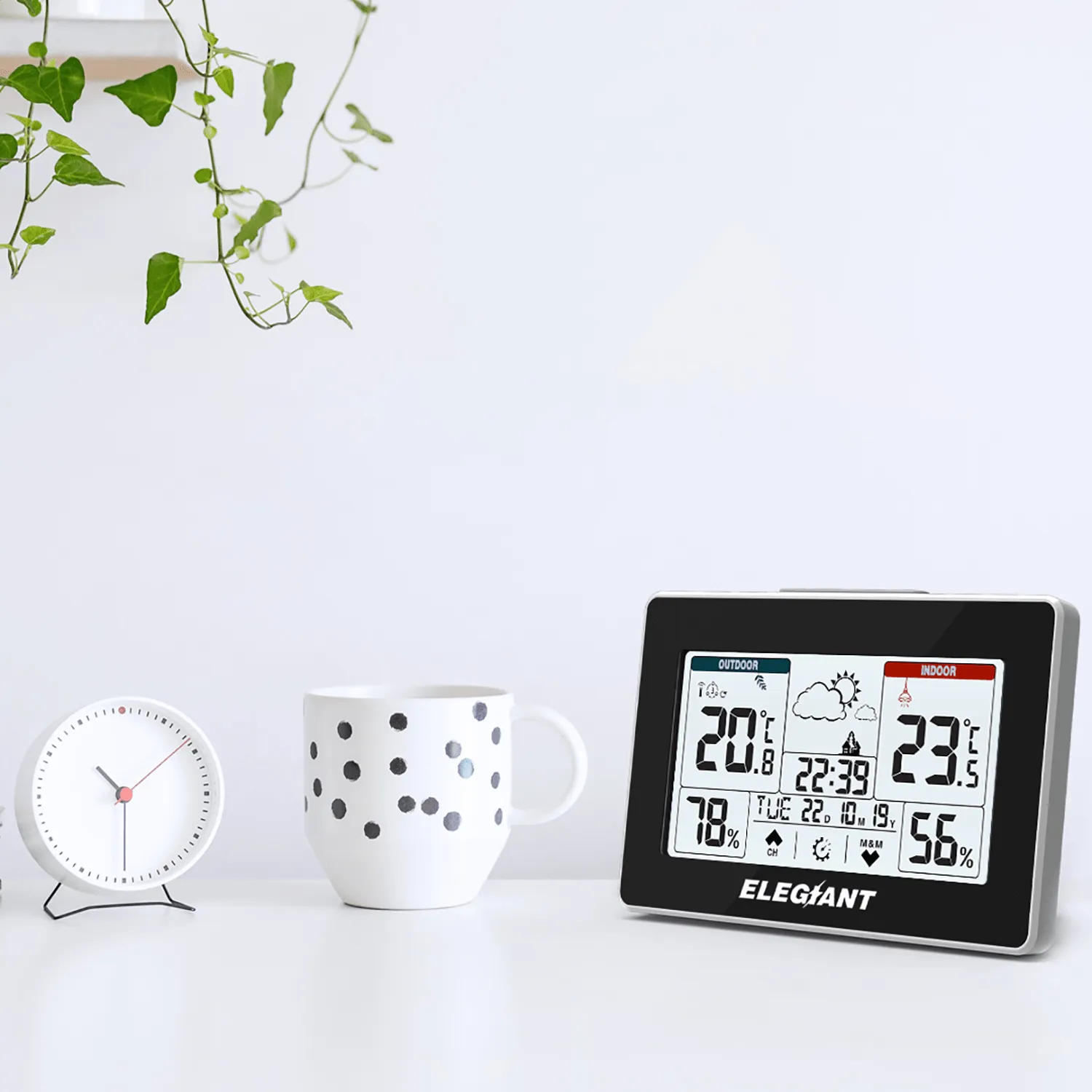 ELEGIANT EOX-9906 Multifunctional Weather Station Clock Electronic Alarm Clock Indoor Outdoor Thermometer Hygrometerumidity Perpetual Calendar Snooze Weather Forecast Clock
