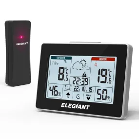 ELEGIANT EOX-9906 Multifunctional Weather Station Clock Electronic Alarm Clock Indoor Outdoor Thermometer Hygrometerumidity Perpetual Calendar Snooze Weather Forecast Clock