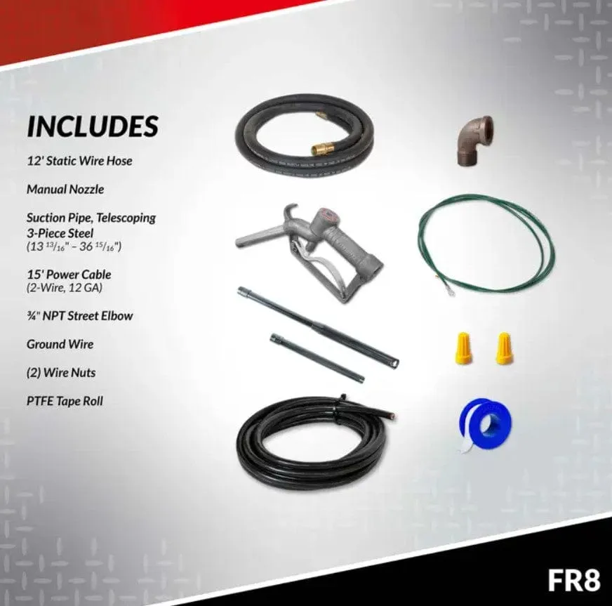 Fill-Rite 12V DC 8 GPM Fuel Transfer Pump with Nozzle