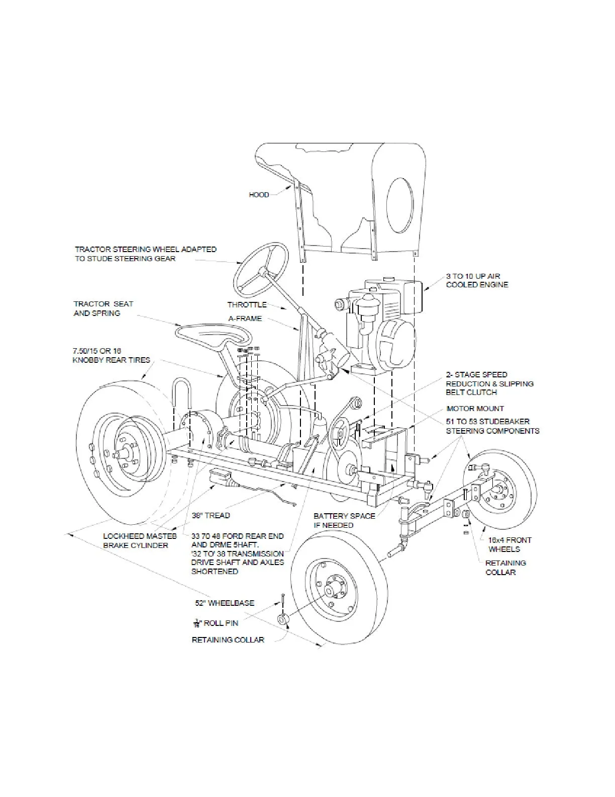 Garden Tractor DIY Plans - Homemade Lawn Mower Outdoor Power Equip Build Your Own