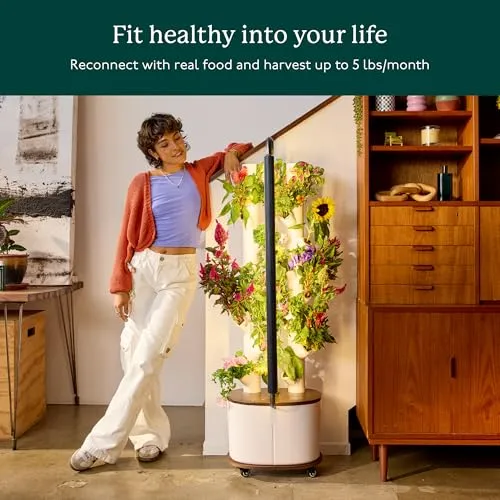 Gardyn Studio Hydroponics Growing System Kit & Vertical Indoor Garden Planter | Smart Herb Garden | Includes 16 Non-GMO Indoor Plants, Herbs, Vegetables & LED Grow Light for Your Home Gardening System