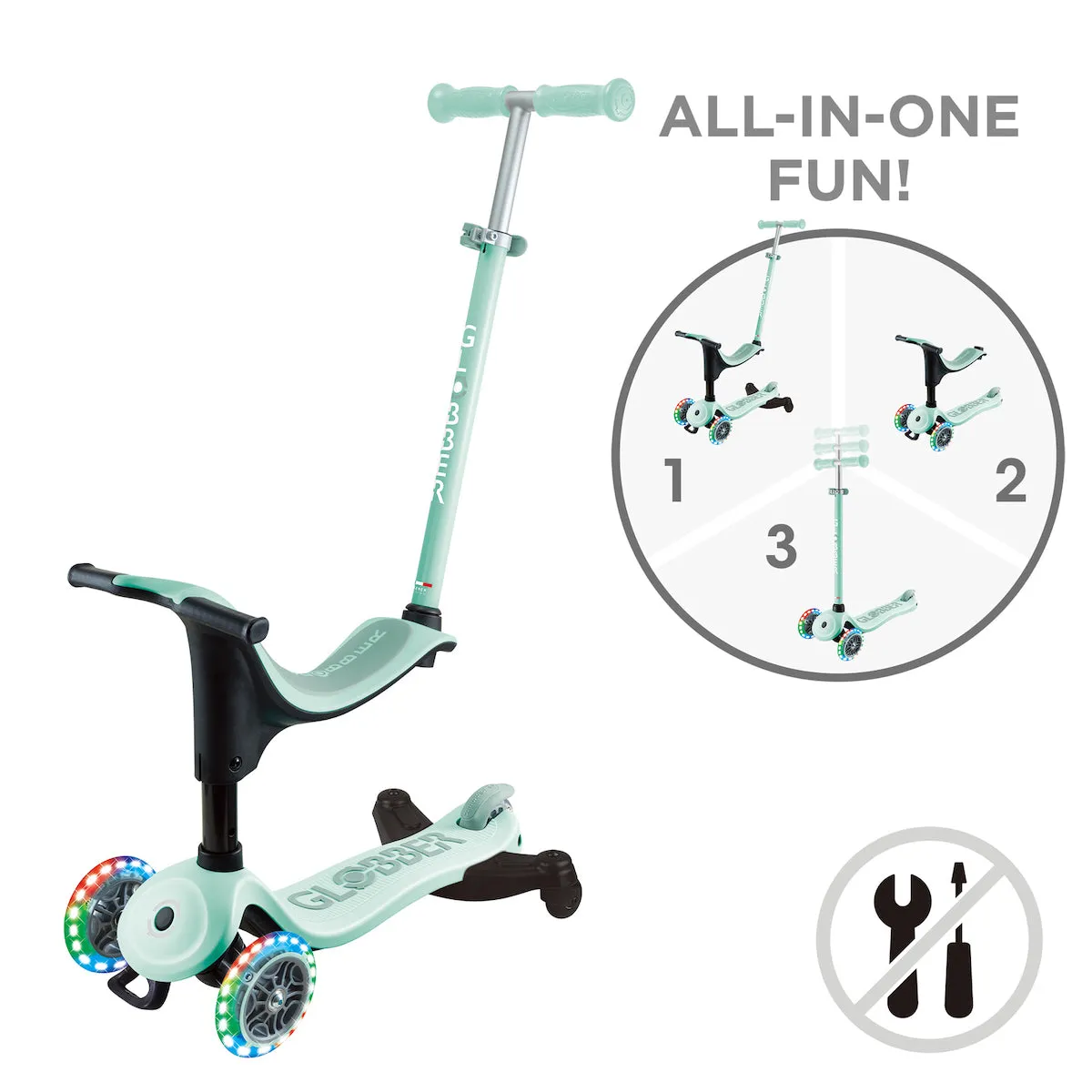 Globber Go Up Sporty Lights 360 Scooter