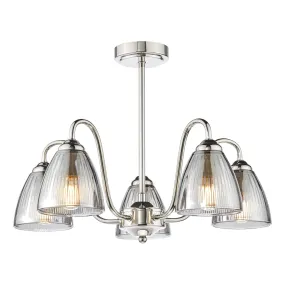 Glynis 5 Light Chandelier Polished Nikel