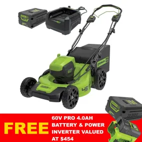 Greenworks 60V Battery 18" (460mm) 4.0ah Self Propelled Lawn Mower Kit