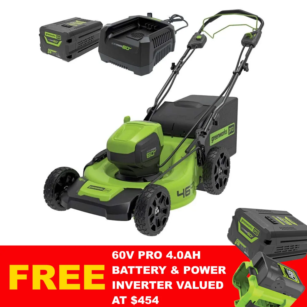 Greenworks 60V Battery 18" (460mm) 4.0ah Self Propelled Lawn Mower Kit