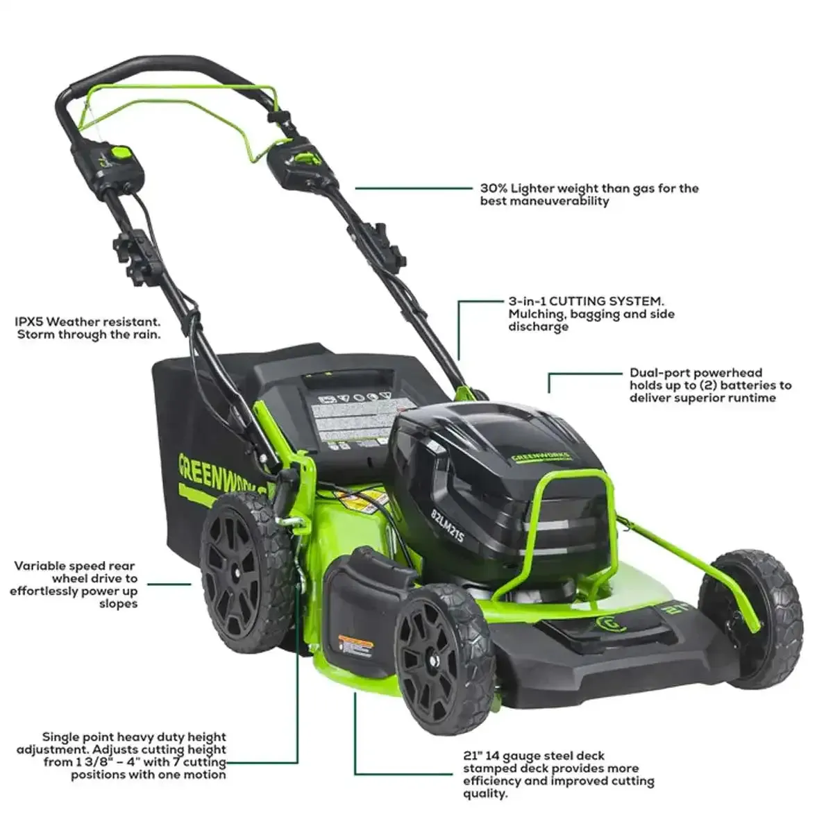 Greenworks 82V 21’’ Brushless Self-Propelled Mower Tool-Only