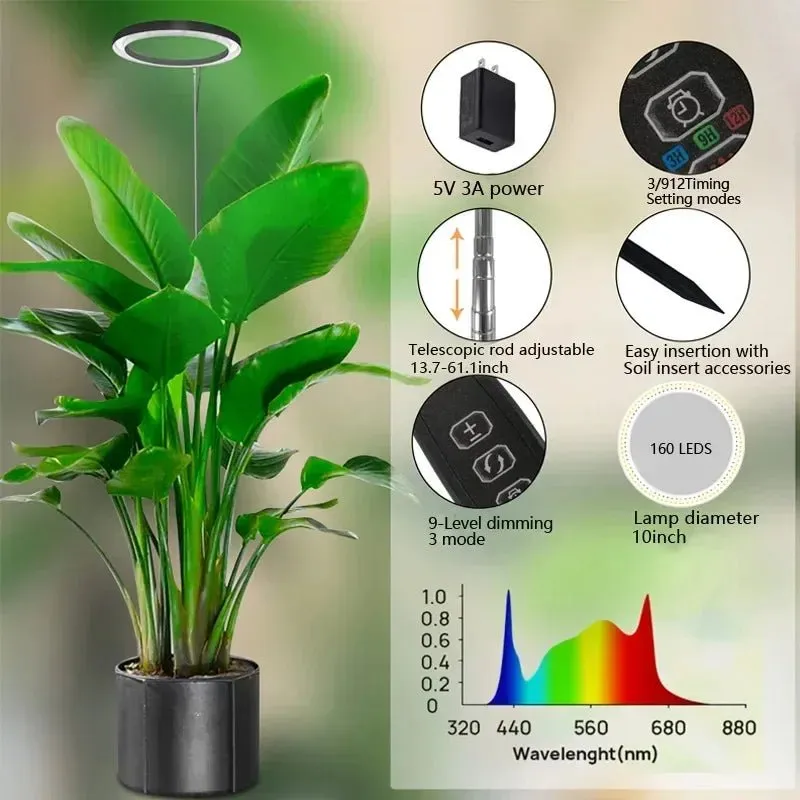 Grow Lights LED Ring Full Spectrum For Indoor Plants