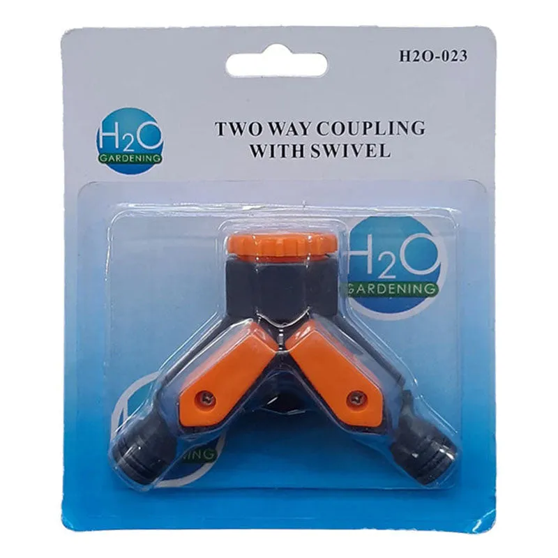 H20 Garden Tap Coupling 2 Way Split Water Flow Swivel