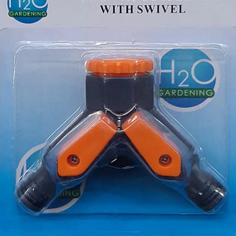 H20 Garden Tap Coupling 2 Way Split Water Flow Swivel