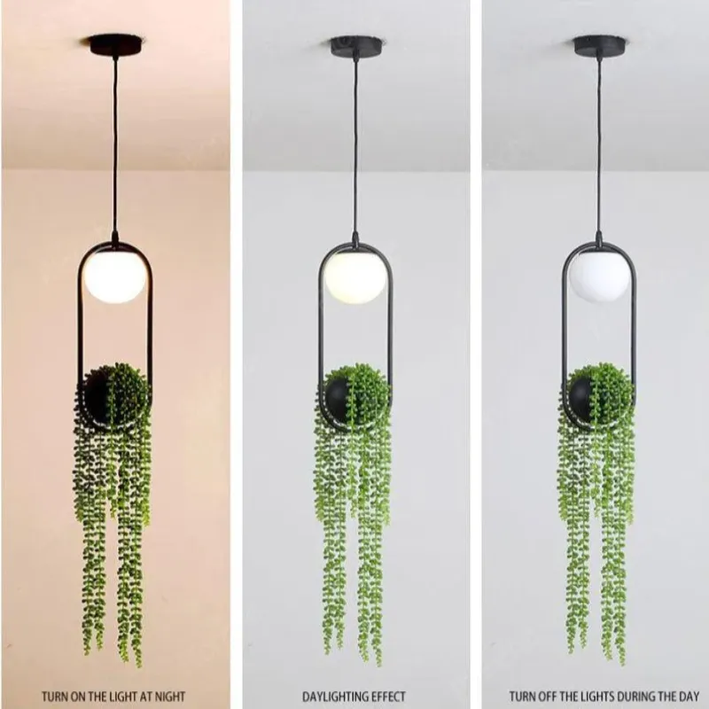 Hanging Garden Planter Globe Pendant Light
