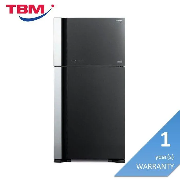 Hitachi R-VG660P7M-1 GGR Fridge 2 Doors G565L Inverter Glass Series Glass Grey