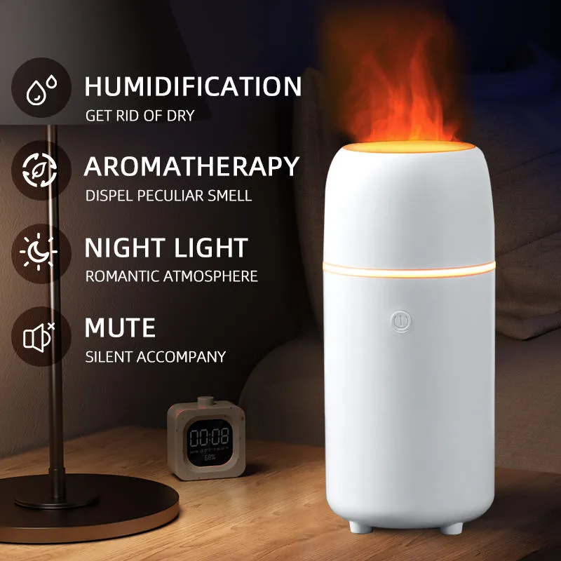 HIVAGI® 3D Flame Humidifier Ultrasonic Nebulizer - Aroma Diffuser with Color Changing LED Lights - Ideal for Home, Gym, Yoga.