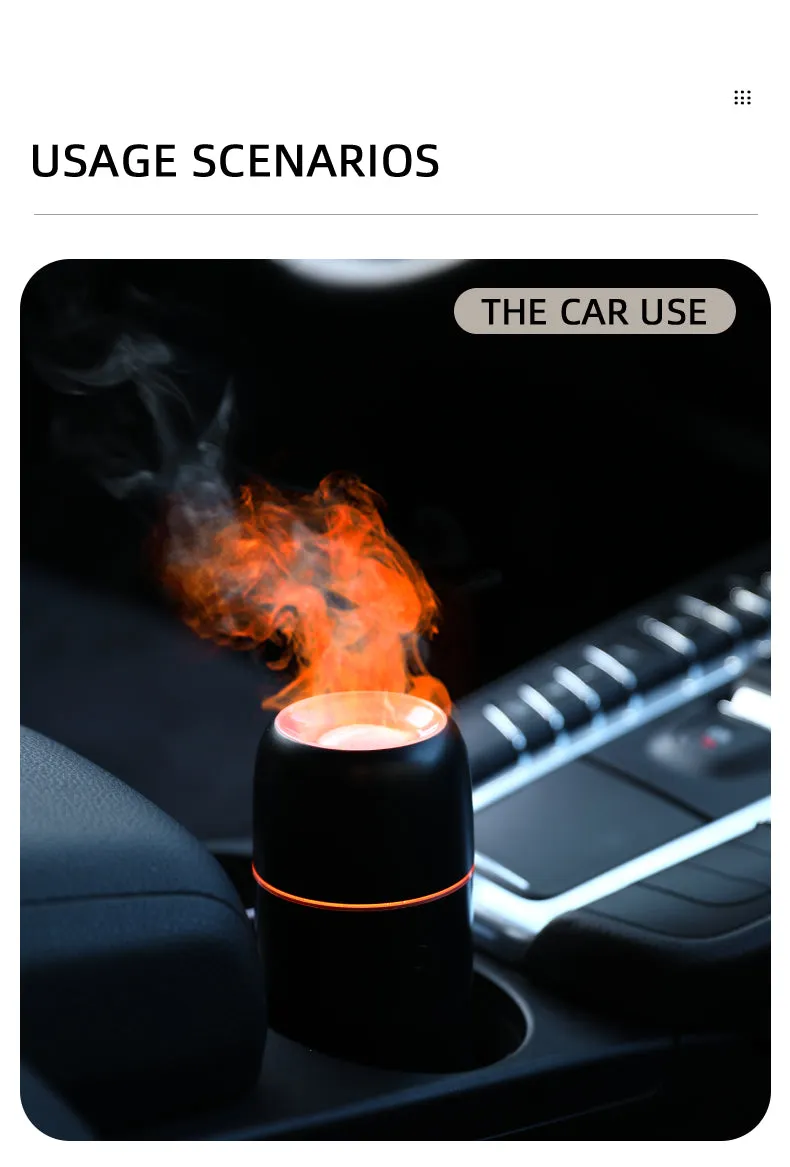 HIVAGI® 3D Flame Humidifier Ultrasonic Nebulizer - Aroma Diffuser with Color Changing LED Lights - Ideal for Home, Gym, Yoga.