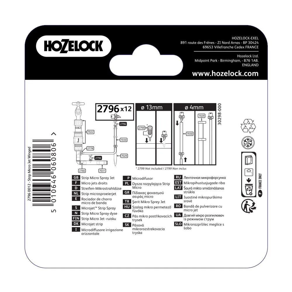 Hozelock Strip Micro Spray Jets (Pack of 12) 2796