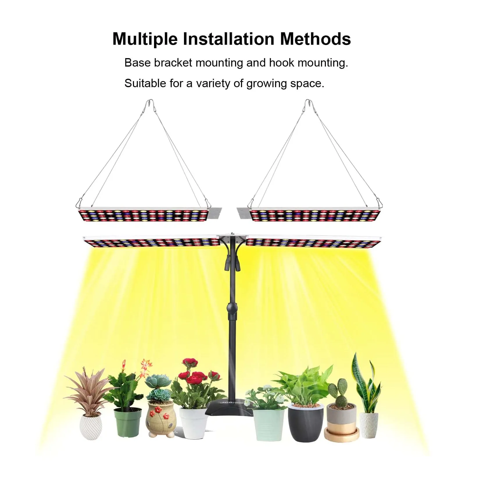 JCBritw LED Grow Lights with Stand 6 Band Colors with UV IR Table Plant Light Dimmable