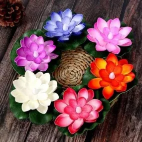 KOMRID Sensor Water Floating Diyas Smokeless Flameless Candles Lotus Flowers Led Tea Light Candle, Diwali Navratri Decoration, Home Decor Items(Pack of 6)