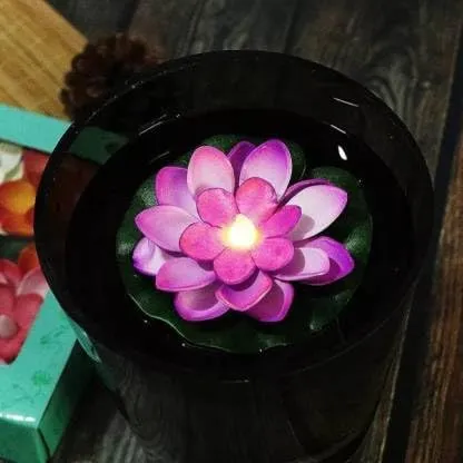 KOMRID Sensor Water Floating Diyas Smokeless Flameless Candles Lotus Flowers Led Tea Light Candle, Diwali Navratri Decoration, Home Decor Items(Pack of 6)