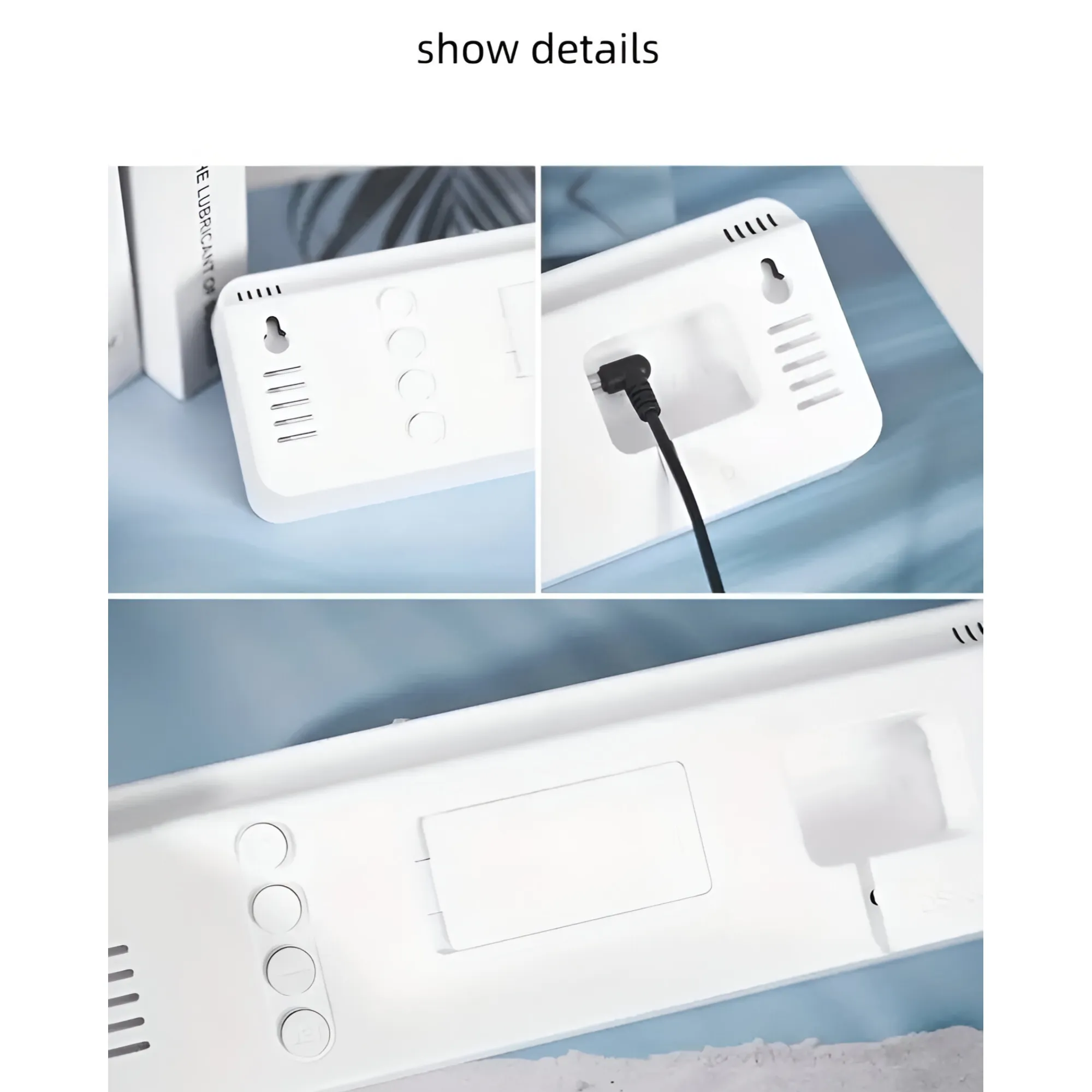 Led Digital Display Clock With Alarm/Time/Calendar/Temperature Humidity Si-109 Blue