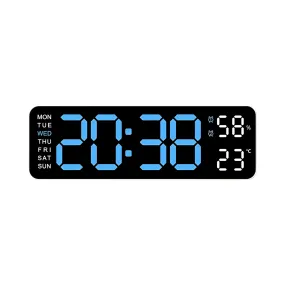 Led Digital Display Clock With Alarm/Time/Calendar/Temperature Humidity Si-109 Blue
