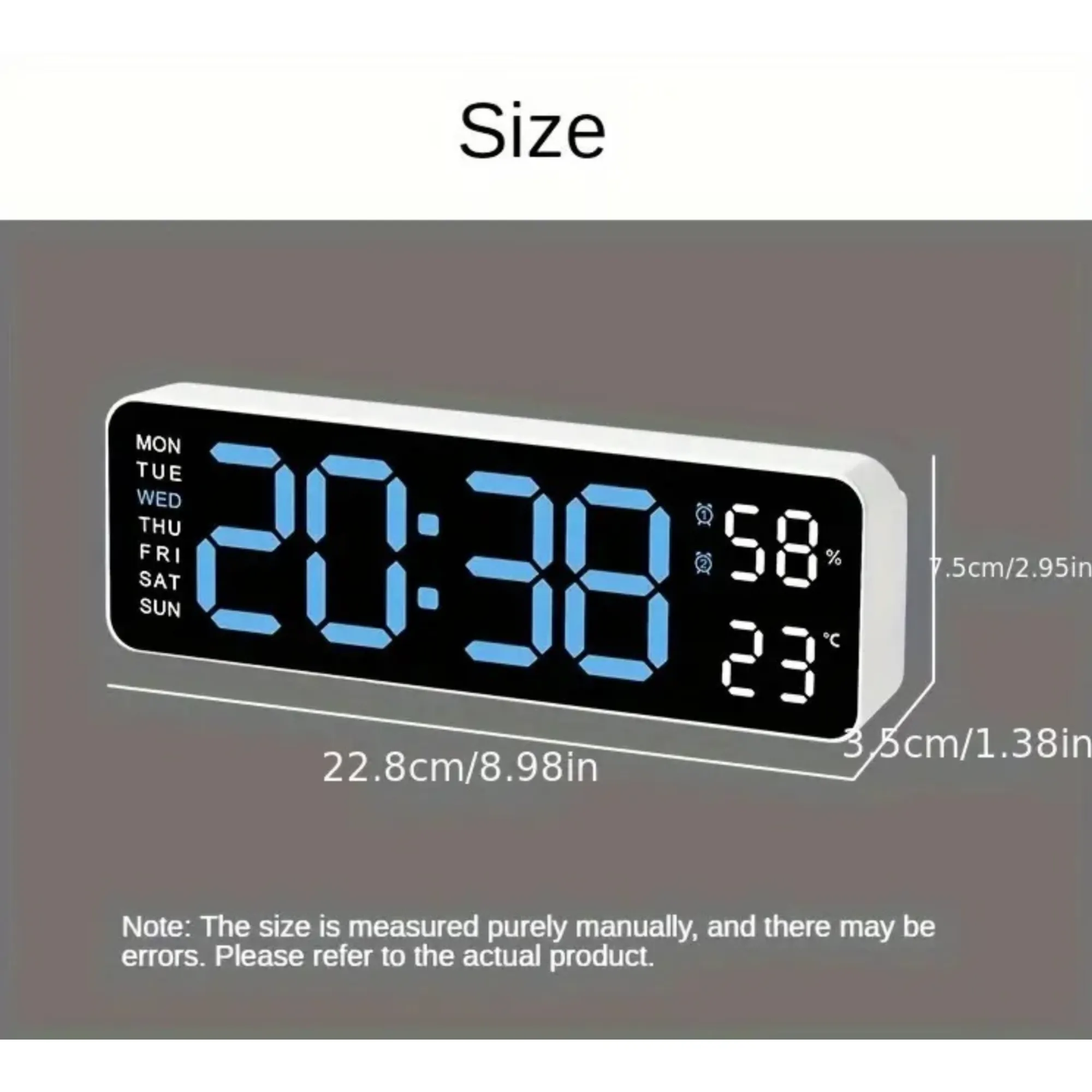 Led Digital Display Clock With Alarm/Time/Calendar/Temperature Humidity Si-109 Blue