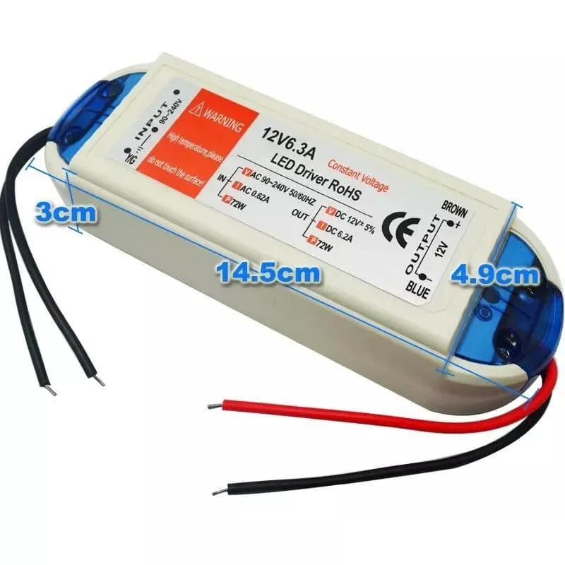 LED Drivers For LED Strip Lights LED Bulbs and LED Fixtures (5 PACK) - 12V - 18W 28W 48W 72W 100W -  90V-240V
