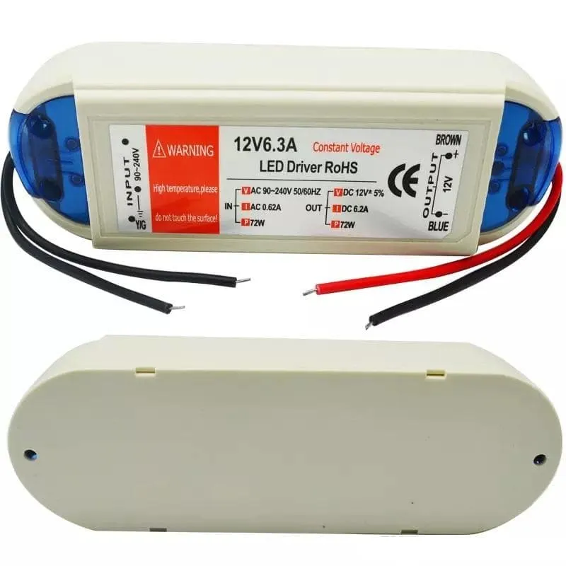 LED Drivers For LED Strip Lights LED Bulbs and LED Fixtures (5 PACK) - 12V - 18W 28W 48W 72W 100W -  90V-240V