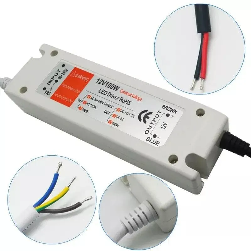 LED Drivers For LED Strip Lights LED Bulbs and LED Fixtures (5 PACK) - 12V - 18W 28W 48W 72W 100W -  90V-240V