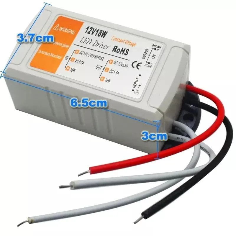 LED Drivers For LED Strip Lights LED Bulbs and LED Fixtures (5 PACK) - 12V - 18W 28W 48W 72W 100W -  90V-240V