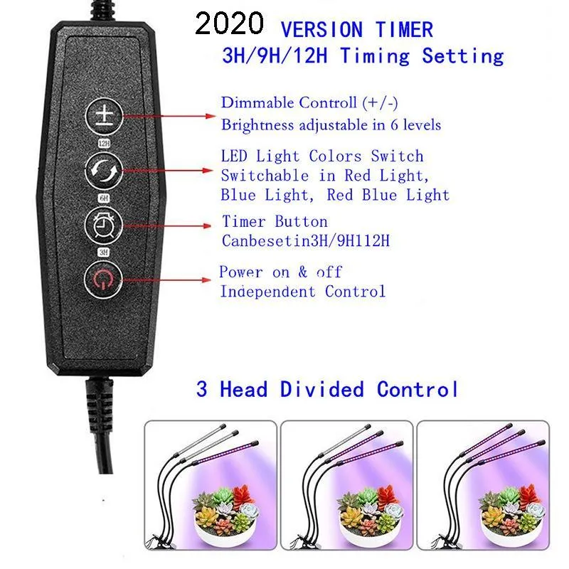 LED Grow Lights for Indoor Greenhouse-30W Three Head