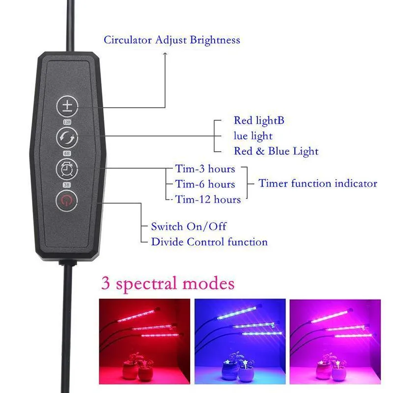 LED Grow Lights for Indoor Greenhouse-30W Three Head