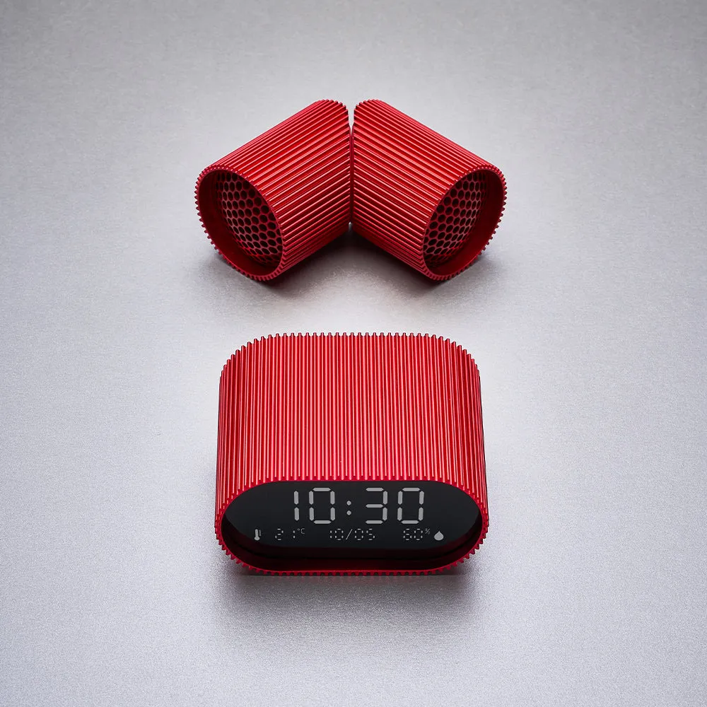 Lexon Ray Clock Lcd Alarm Clock With Temperature / Humidity Display - Red