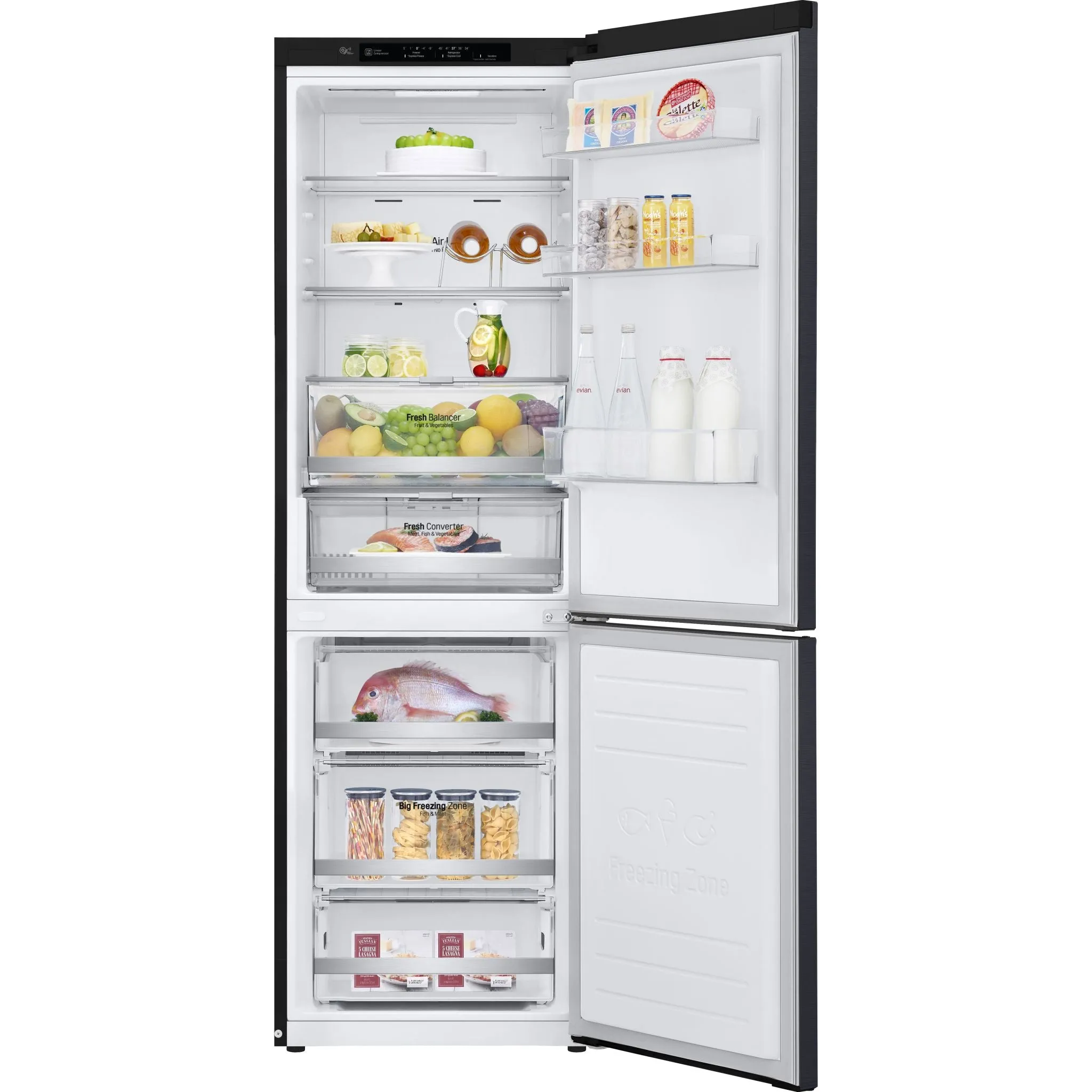 LG Bottom Mount Fridge (LBNC12241P) - Black Stainless