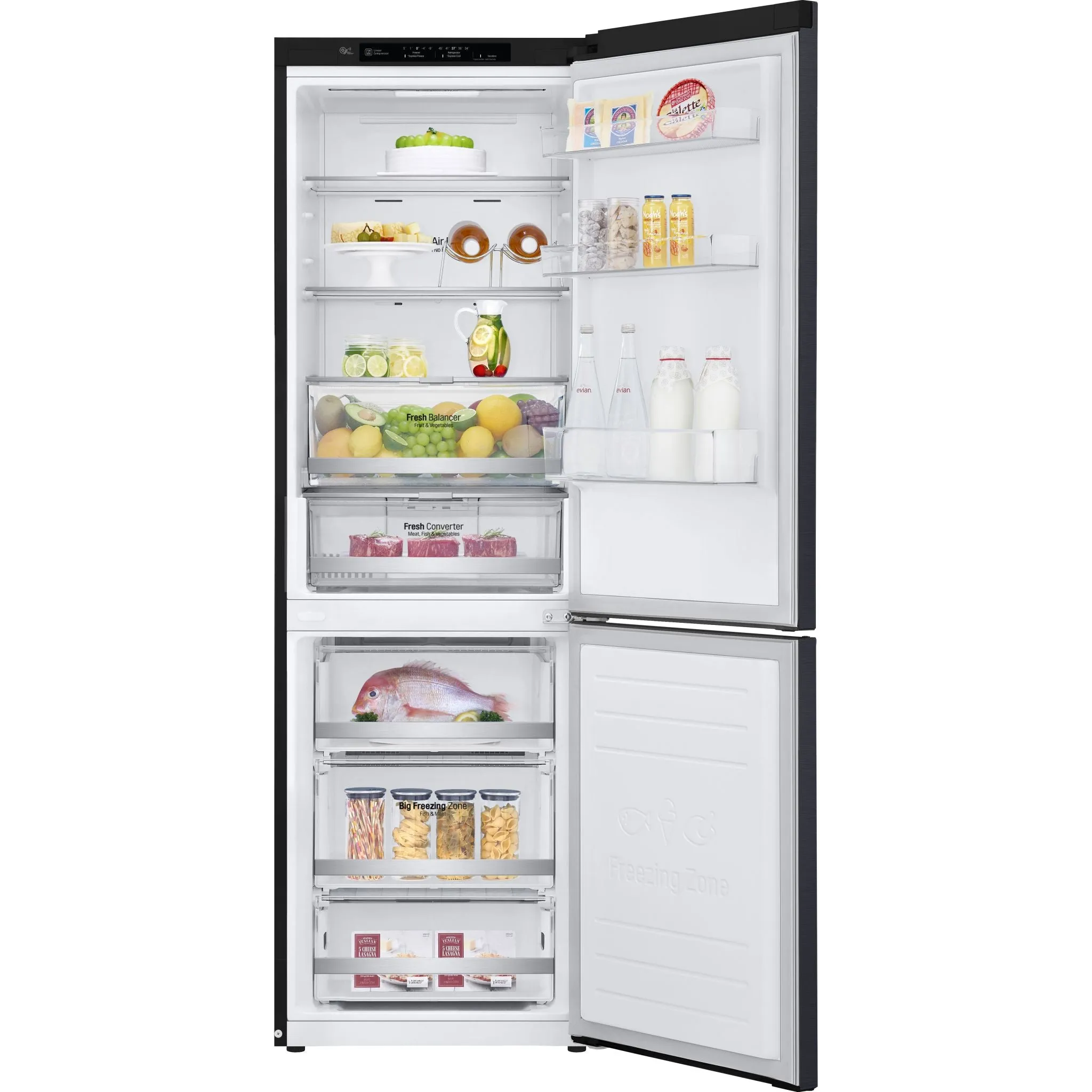 LG Bottom Mount Fridge (LBNC12241P) - Black Stainless
