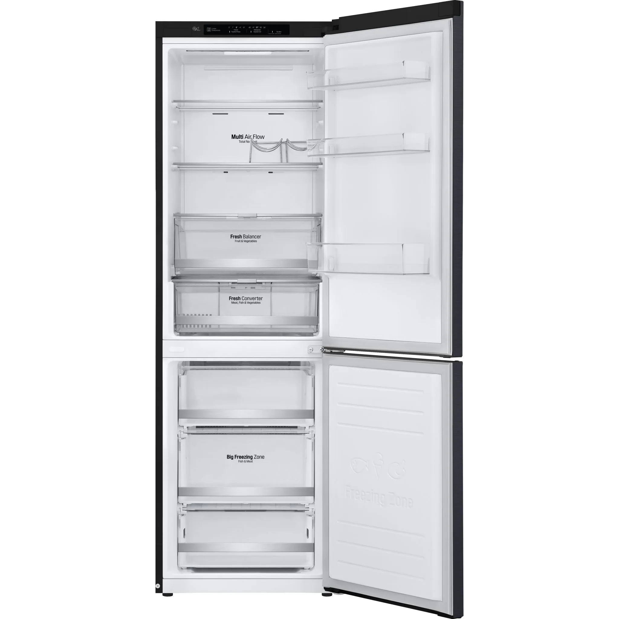 LG Bottom Mount Fridge (LBNC12241P) - Black Stainless