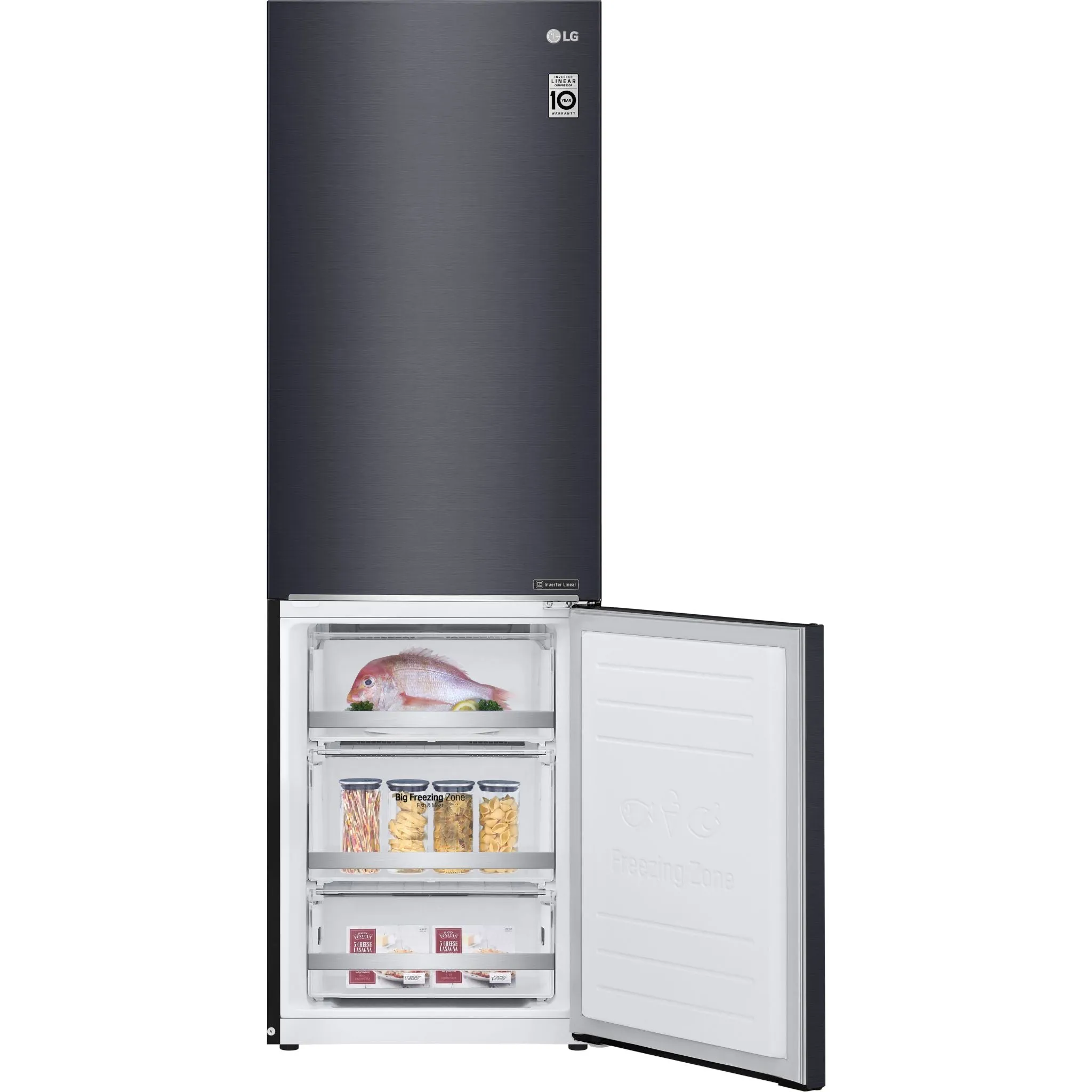 LG Bottom Mount Fridge (LBNC12241P) - Black Stainless