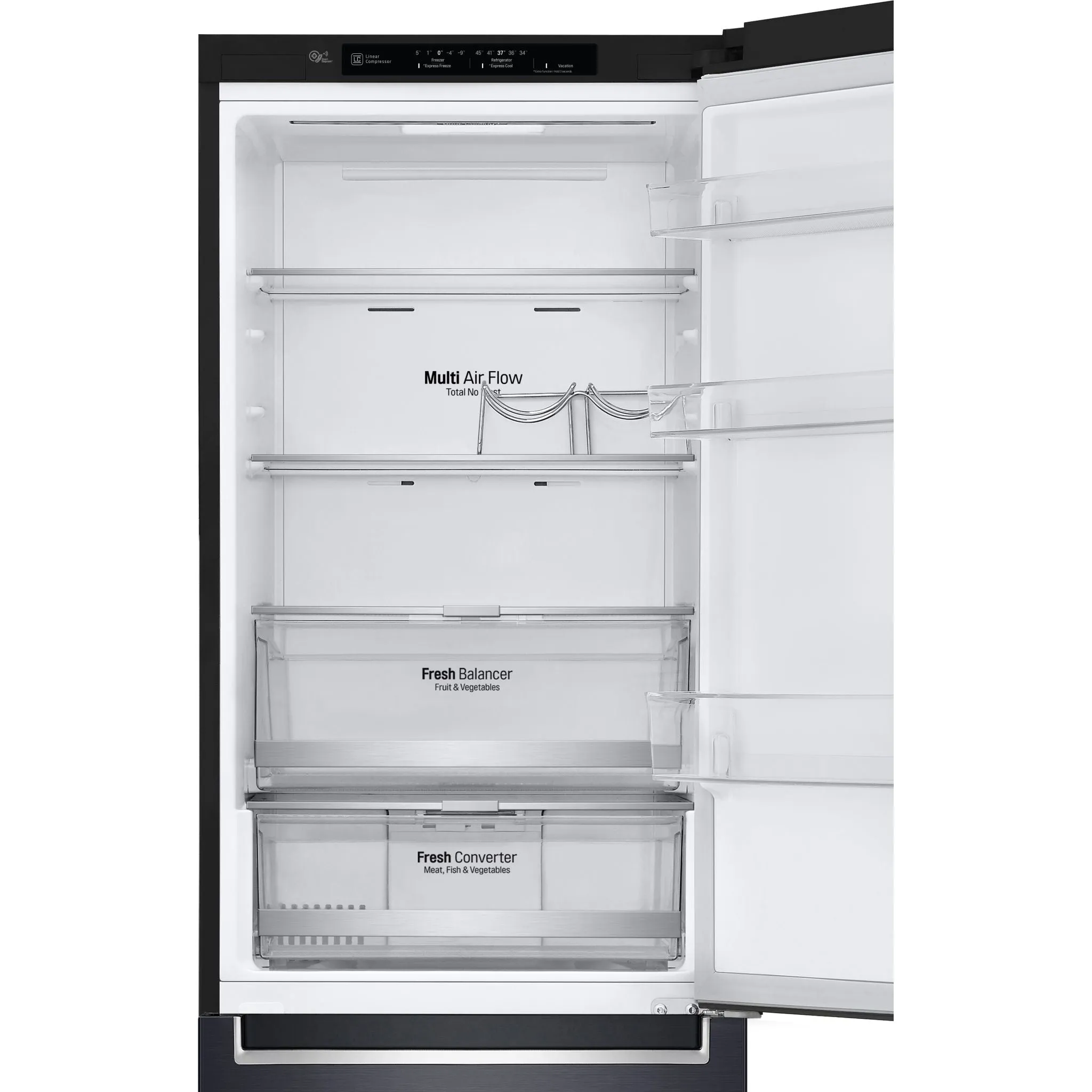 LG Bottom Mount Fridge (LBNC12241P) - Black Stainless
